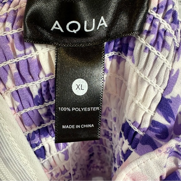 Aqua Lightweight Smocked Back Dress Tie Shoulders Floral XL Fits Like L NWT - Picture 4 of 10